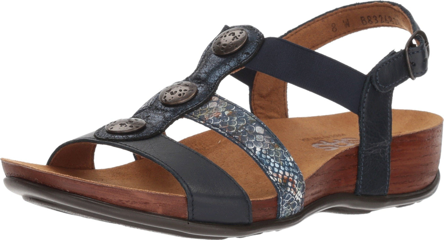 SAS Clover Ankle Strap Sandal Navy Multisnake 10 W - Wide (C)