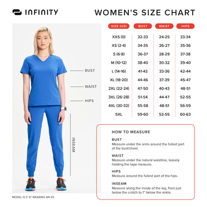 Infinity Women�s Jogger Scrub Pants w/Certainty Fabric Tech CK110AP, XXS Petite, Ciel