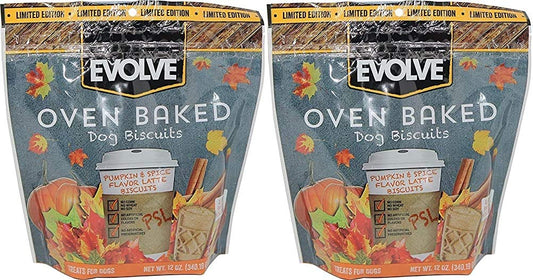 Triumph 2 Pack of Pumpkin Spice Latte Evolve Oven Baked Dog Biscuits, 12 Oz Each