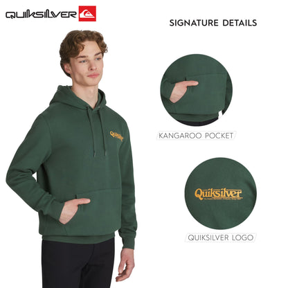Quiksilver Men's Regular Fit Super Soft Fleece Midweight Pullover Hooded Sweatshirt, Green Topiary, X-Large