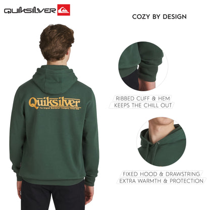 Quiksilver Men's Regular Fit Super Soft Fleece Midweight Pullover Hooded Sweatshirt, Green Topiary, X-Large