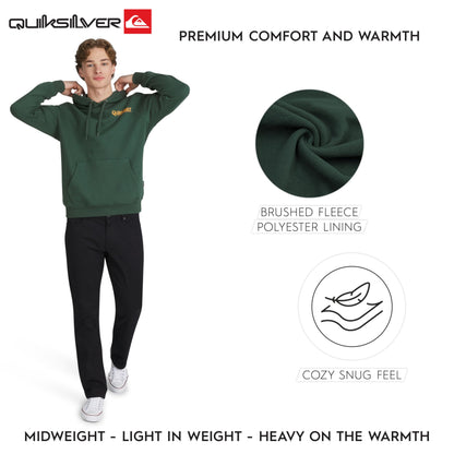 Quiksilver Men's Regular Fit Super Soft Fleece Midweight Pullover Hooded Sweatshirt, Green Topiary, X-Large