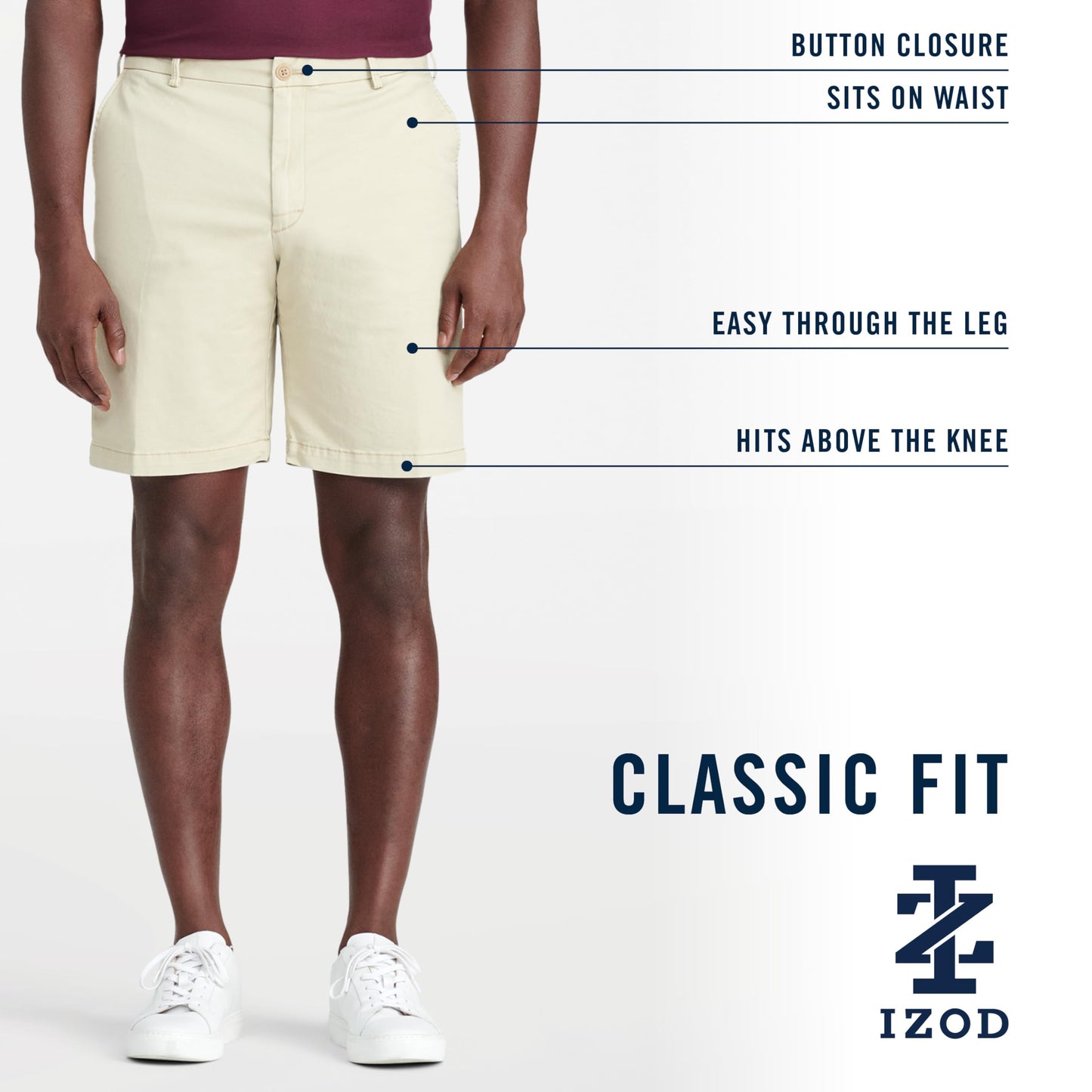Izod Men's Saltwater 9.5" Flat Front Chino Short, Saltwater Red Ph162, 30