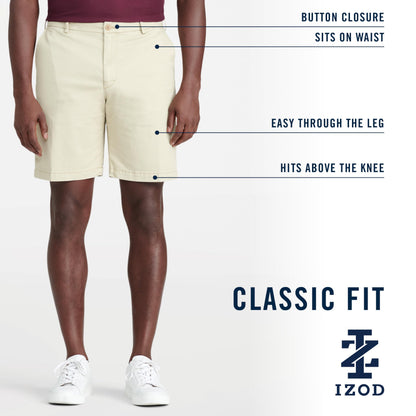 Izod Men's Saltwater 9.5" Flat Front Chino Short, Saltwater Red Ph162, 30