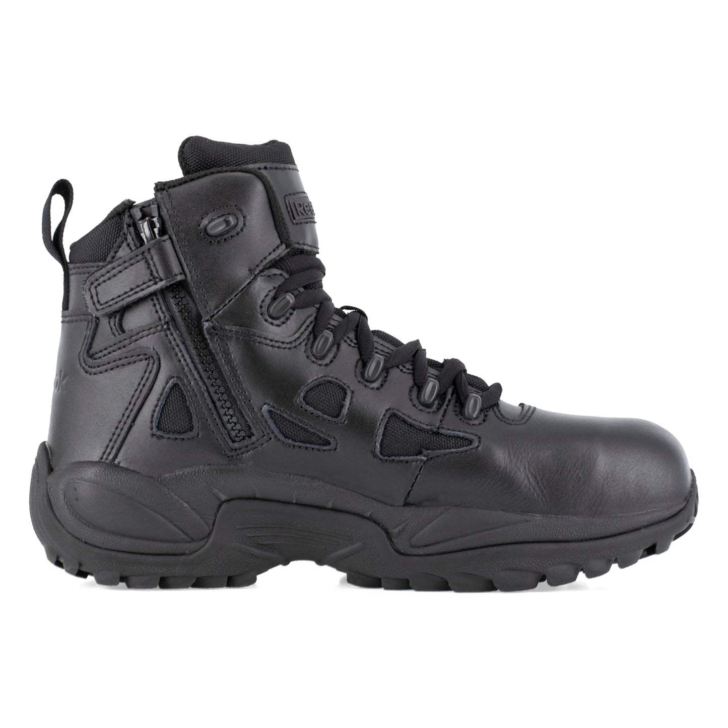 Reebok Mens Rapid Response Rb Safety Toe 6" Stealth with Side Zipper Military Tactical Boot, Black, 12 US