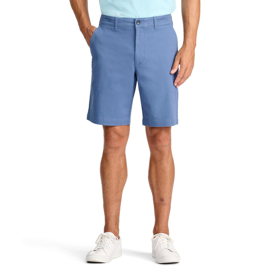 Izod Men's Saltwater 9.5" Flat Front Chino Short, Bijou Blue, 30