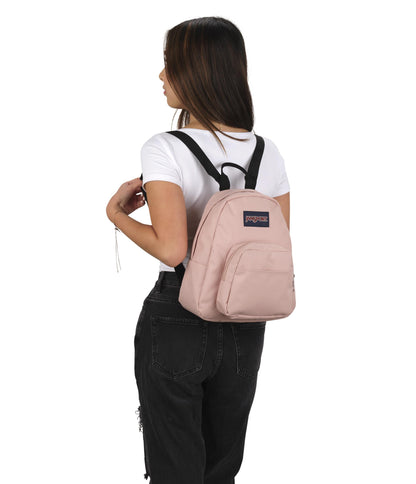 JanSport Half Pint Mini Backpack, 10.2 L - Durable Mini Bag Purse with Adjustable Shoulder Straps, Single Main Compartment, Zippered Stash Pocket, Misty Rose