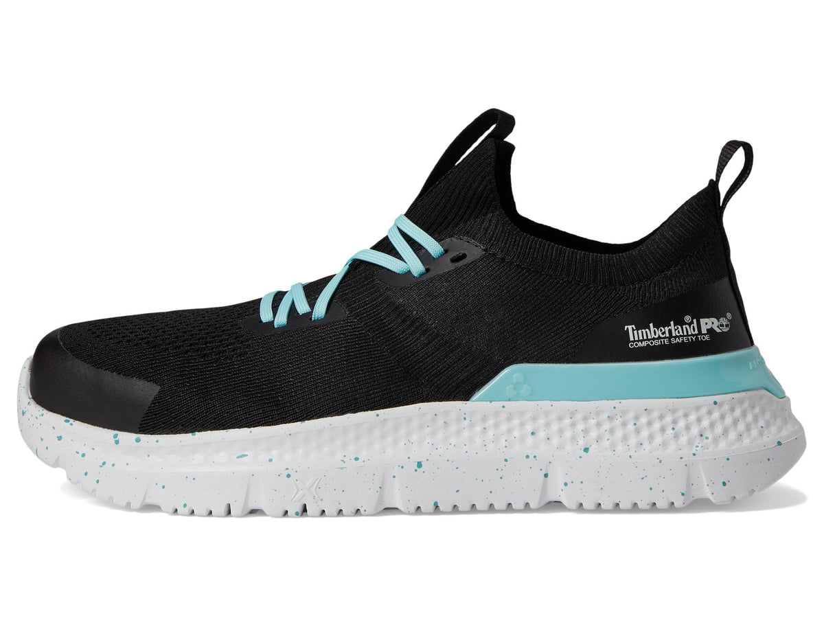 Timberland PRO® Setra Knit Composite Safety Toe Women’s Sneakers – Breathable Upper – Removable Insole Black/Turquoise 8 C - Wide