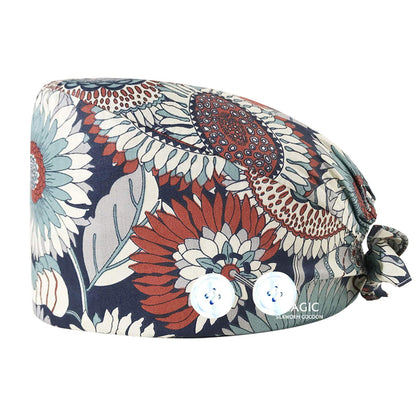 Wone Adjustable Working Caps Surgical Hat with Buttons for Women Men Nurse