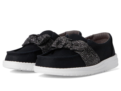 HEYDUDE Girls Wendy Bow Essentials (Toddler) Black 6 Medium