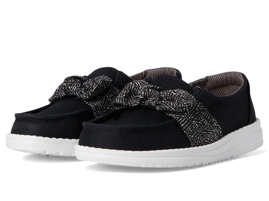 HEYDUDE Girls Wendy Bow Essentials (Toddler) Black 6 Medium