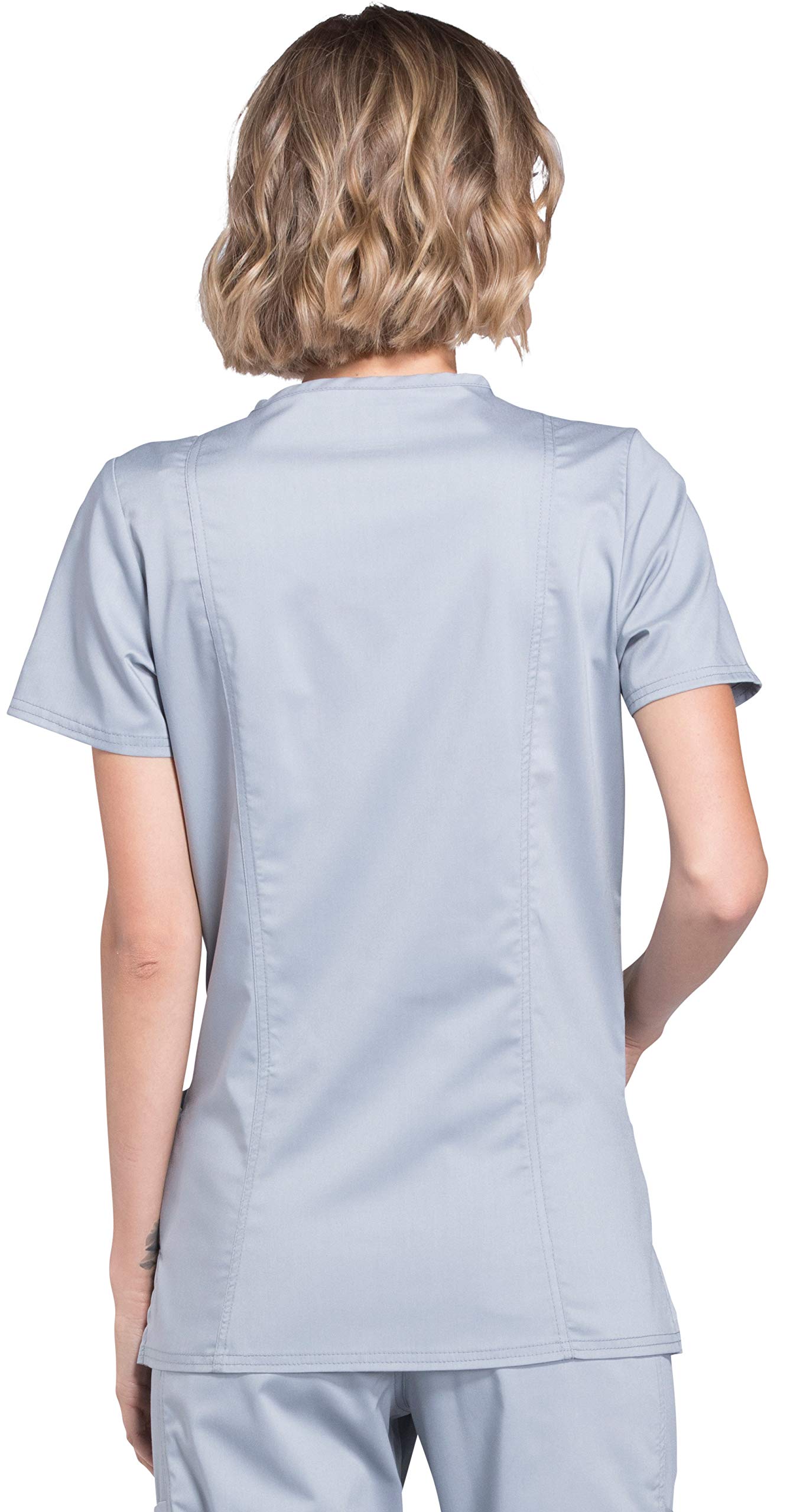 V-Neck Scrubs for Women Workwear Revolution, Soft Stretch, Easy Care Plus Size WW620, 2XL, Grey