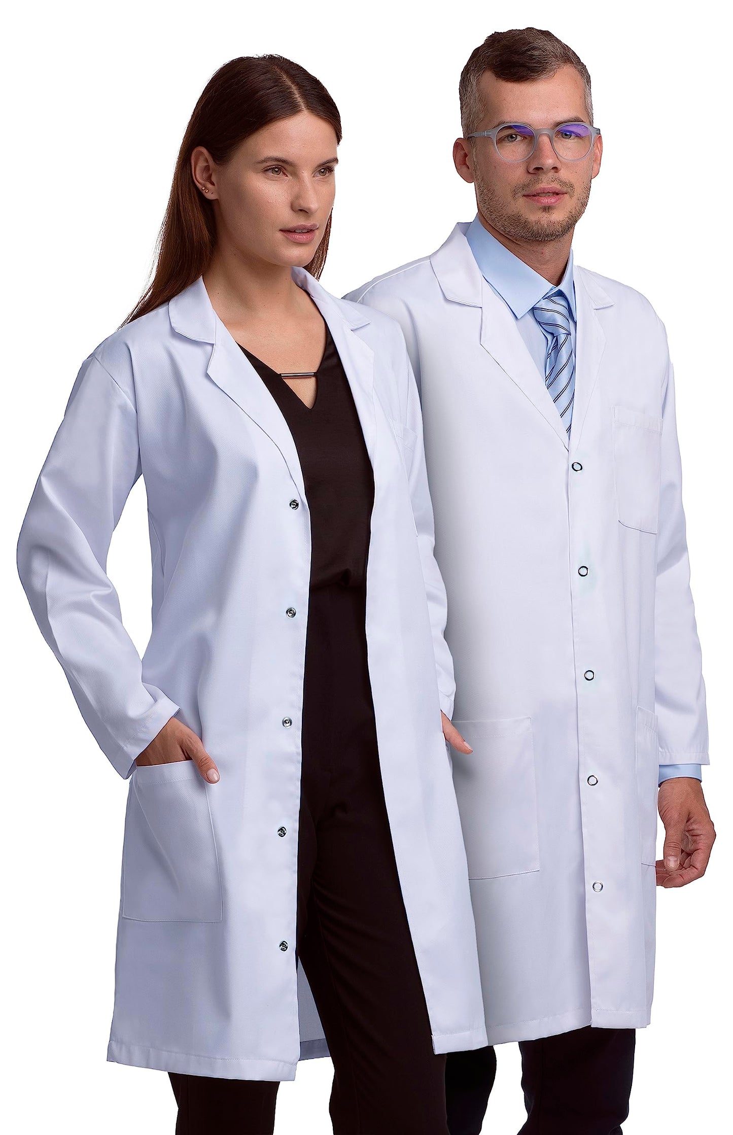 Lab Coat X Professional Lab Coat for Men, Long Sleeve, White, Classic Fit, Unisex