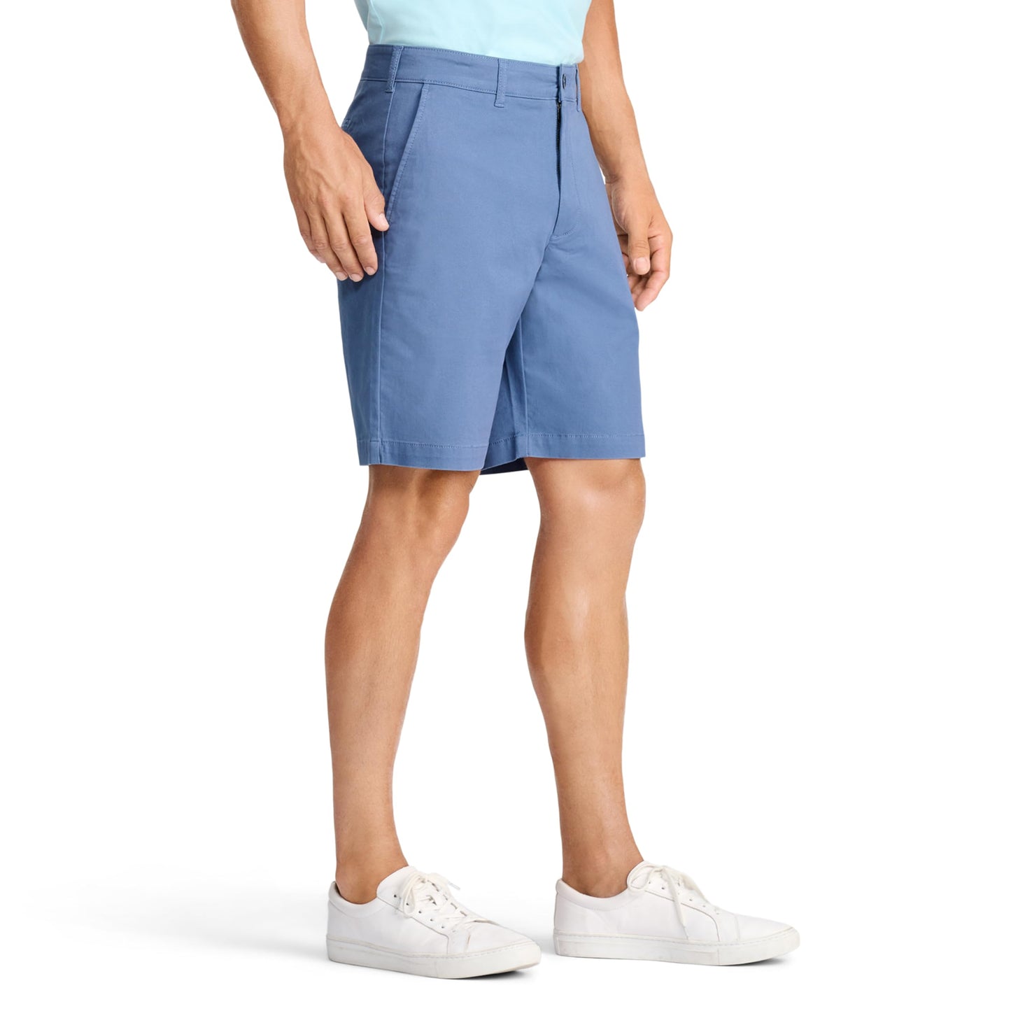 Izod Men's Saltwater 9.5" Flat Front Chino Short, Bijou Blue, 30