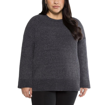 Matty M Ladies' Chenille Tunic Sweater, Crewneck, Ribbed Cuffs and Hem, Wide Sleeves, Multiple Colors (US, Alpha, XX-Large, Plus, Regular, Gray)