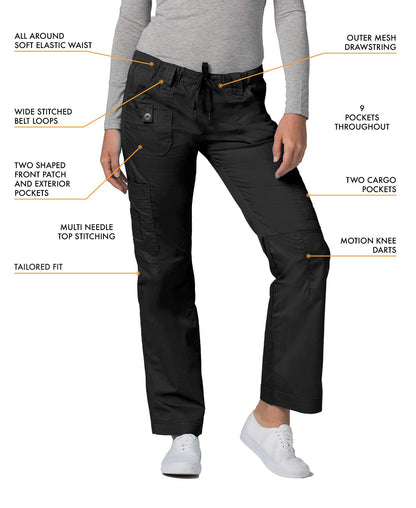 Adar Active Classic Scrub Set For Women - Crossover Top and Multi Pocket Pants - 3500 - Black - XXS
