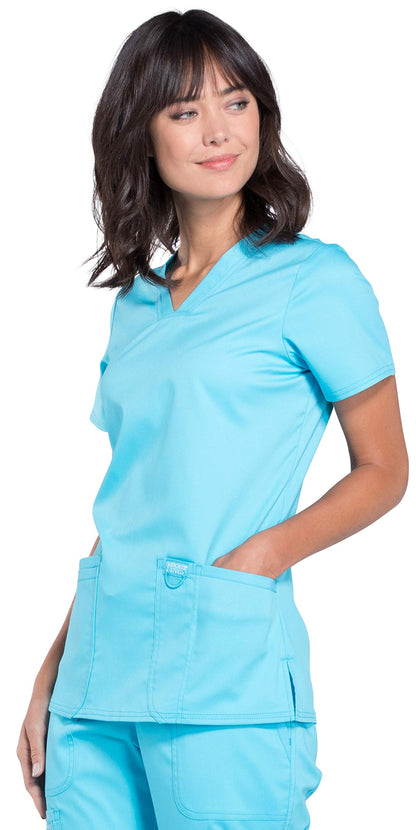 V-Neck Scrubs for Women Workwear Revolution, Soft Stretch, Easy Care WW620, S, Turquoise