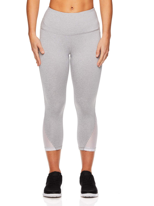 HEAD Women's High Waisted Capri Workout Leggings - Crop Activewear Gym & Running Pants - Partner Grey Heather, Medium