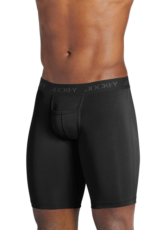 Jockey Men's Underwear Sport Microfiber 10" Midway Brief, Black, L