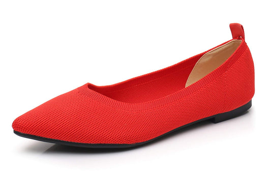 VenusCelia Women's Agile Knit Flat Shoe (6 M US,Red)