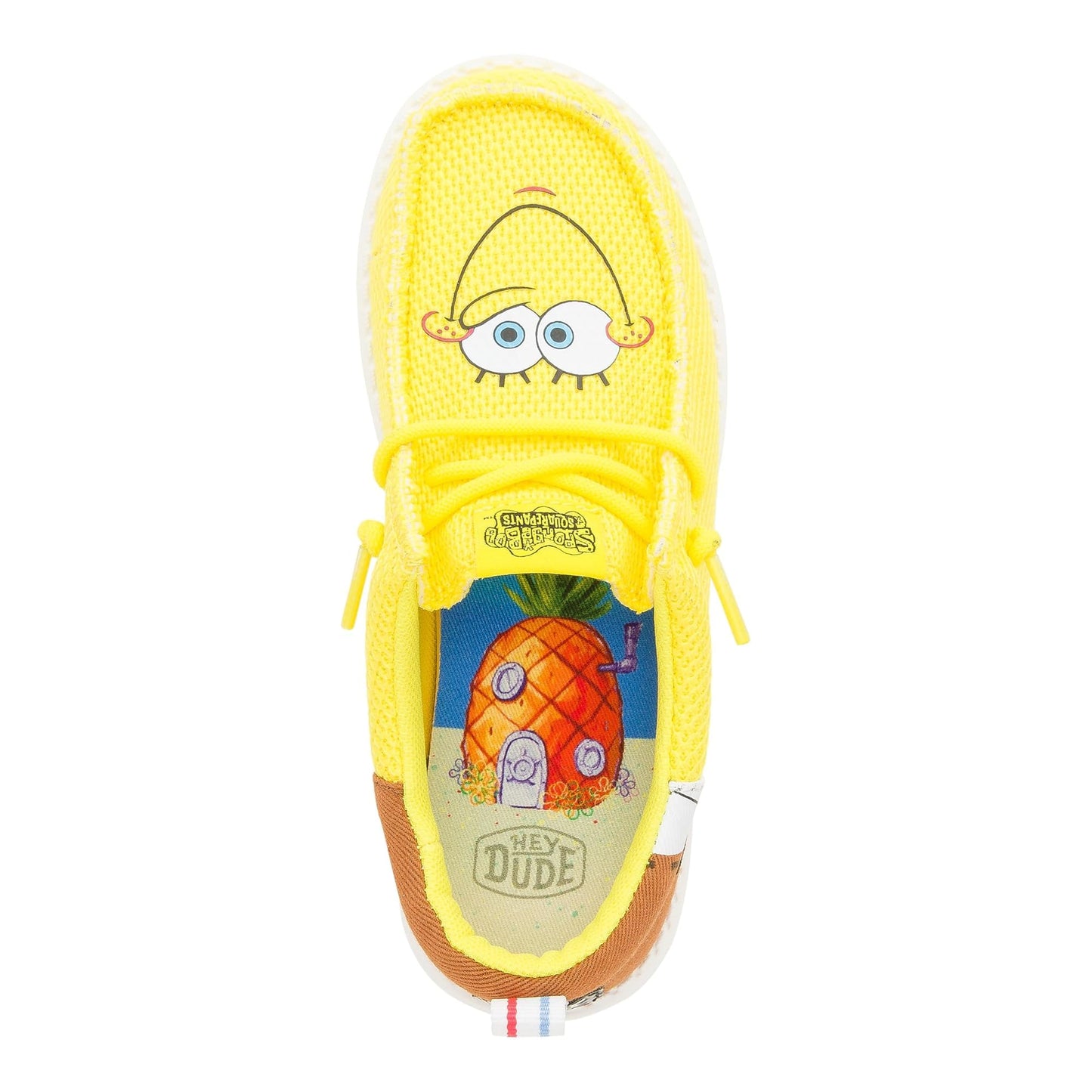 HEYDUDE Kids Boys Wally Funk Spongebob (Little Kid/Big Kid) Brown/Yellow 4 Medium