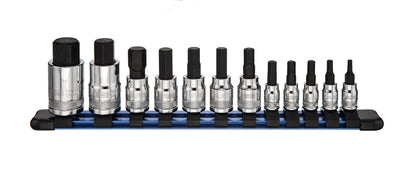 ARES 70108-12-Piece Metric Hex Bit Socket Set - Chrome Vanadium Sockets with S2 Alloy Bits - Includes Aluminum Socket Organizer