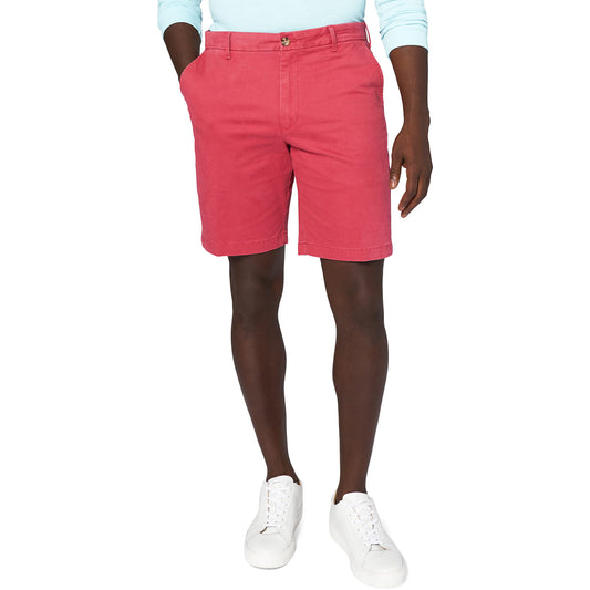 Izod Men's Saltwater 9.5" Flat Front Chino Short, Saltwater Red Ph162, 30