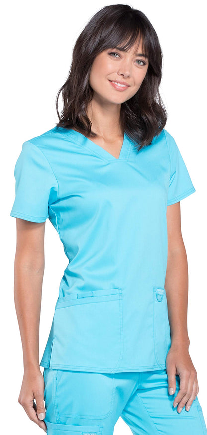 V-Neck Scrubs for Women Workwear Revolution, Soft Stretch, Easy Care WW620, S, Turquoise