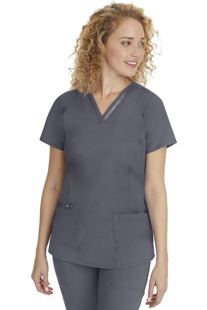 Healing Hands Purple Label Scrub Top for Women with 3 Pockets XL Pewter