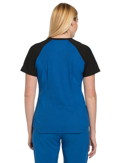 Cherokee Infinity CK690A Colorblock V-Neck Top Royal 5XL