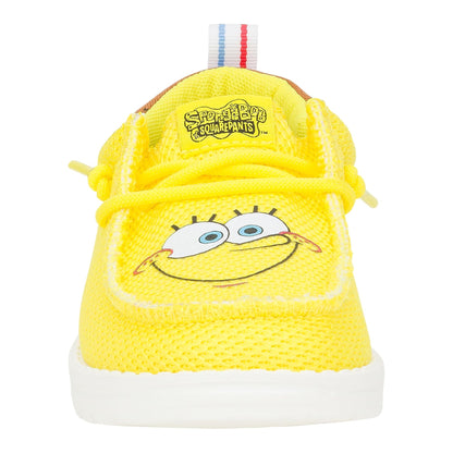 HEYDUDE Kids Boys Wally Funk Spongebob (Little Kid/Big Kid) Brown/Yellow 4 Medium