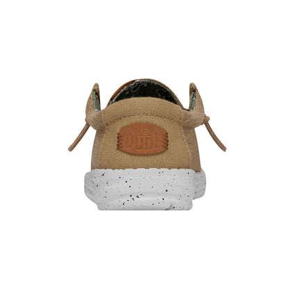 HEYDUDE Boy's Wally-Youth Washed Canvas Walnut Size 2 | Youth's Shoes | Youth Slip-on Loafers | Comfortable & Light-Weight