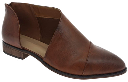 MVE Shoes Women’s Stylish Flat Closed Toe Comfortable Cut Out Pointed Toe Ankle Bootie, Whiskey 6