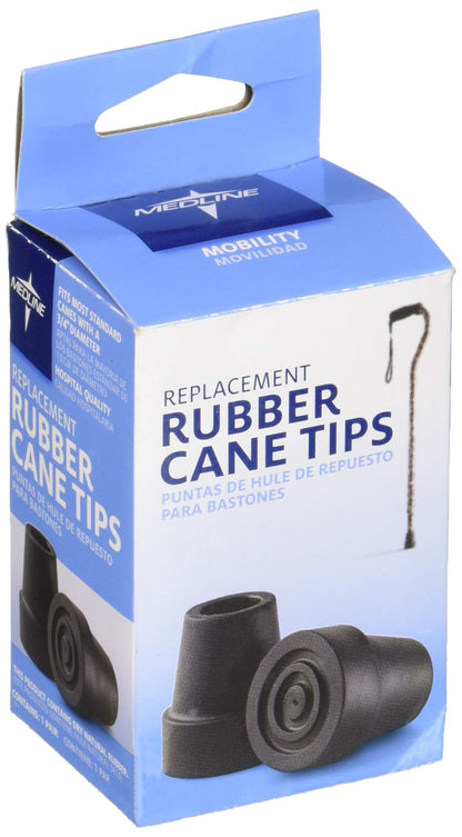 Medline Cane Replacement Tips, Black