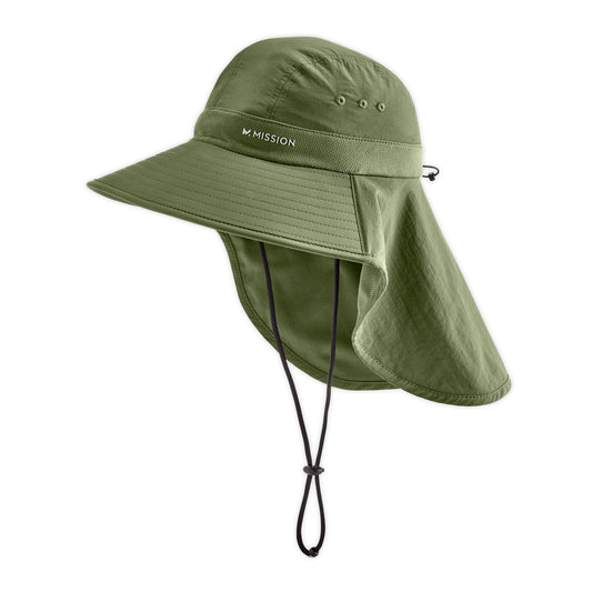 MISSION Cooling Sun Defender Hat, Bronze Green - Unisex Wide-Brim Hat with Nape for Men & Women - Lightweight & Durable - Cools Up to 2 Hours - UPF 50 Sun Protection - Machine Washable