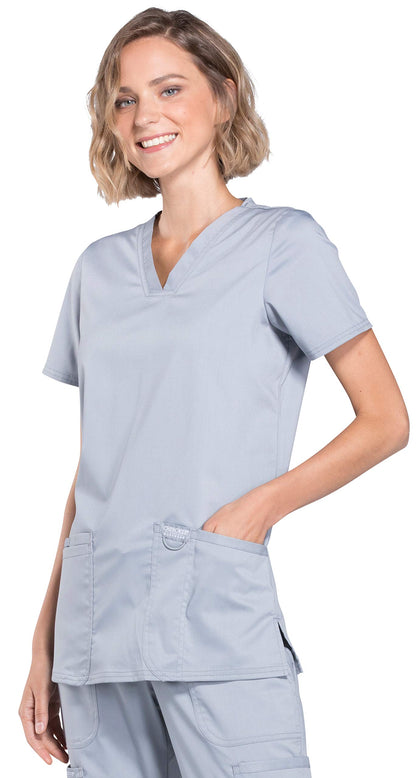 V-Neck Scrubs for Women Workwear Revolution, Soft Stretch, Easy Care Plus Size WW620, 2XL, Grey