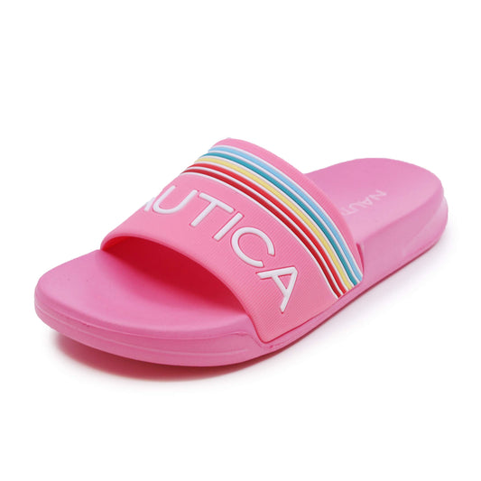 Nautica Kids Girls Slip-On Sandal Athletic Slide Youth Big Kid Little Kid-Gaff Girls-Pink Rainbow Size-13