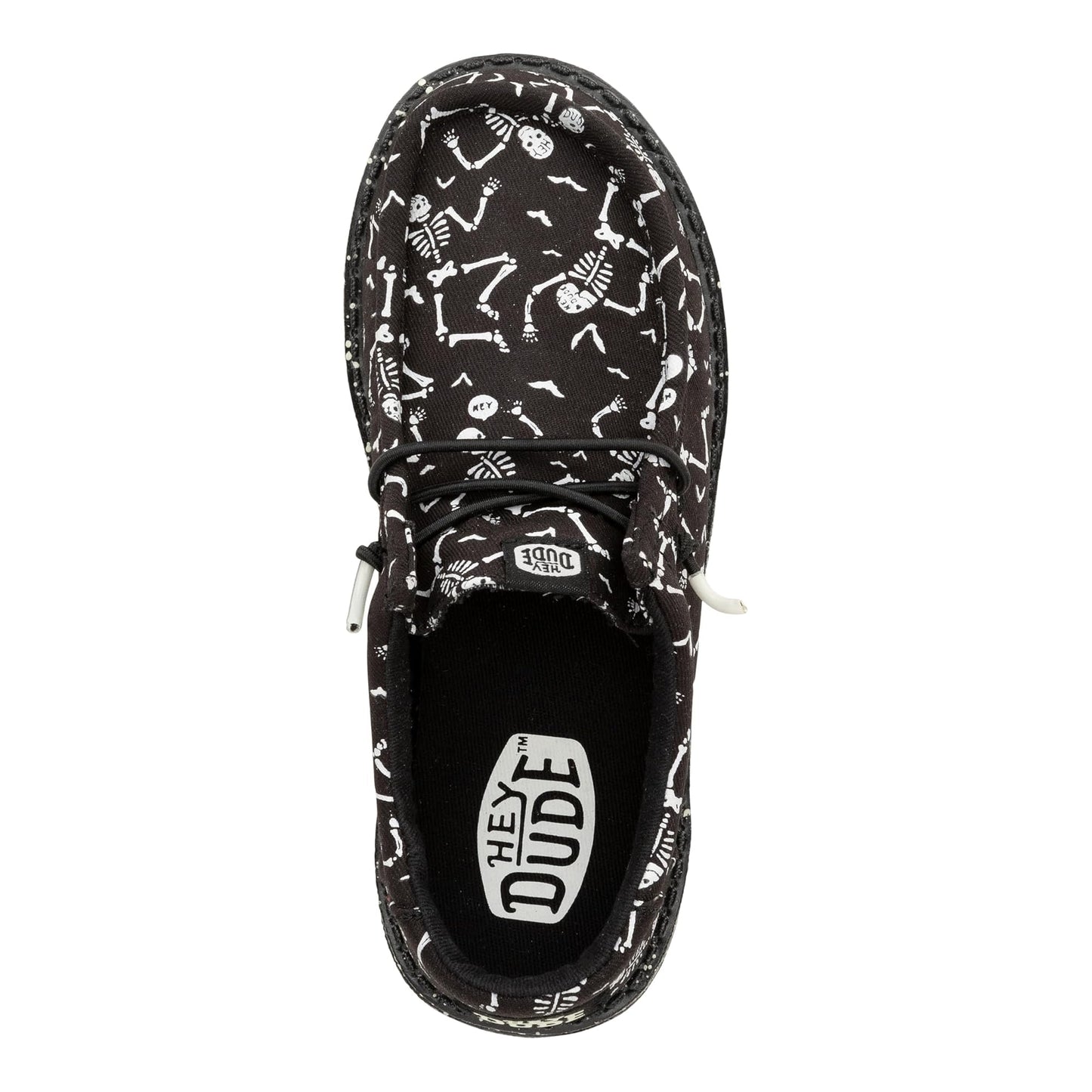 HEYDUDE Kids Mens Wally Skeletons (Little Kid/Big Kid) Black 5 Big Kid M