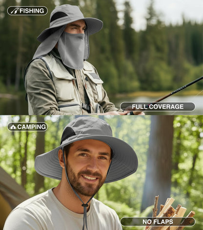 GearTOP Wide Brim Sun Hat Neck Flap, UPF 50+ Boonie Fishing Hat Men & Women