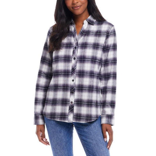 Weatherproof Vintage Women's Classic-Fit Long-Sleeve  Flannel Shirt Black, XL)