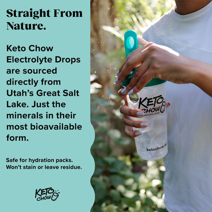 Keto Chow | Electrolyte Hydration Drops | Keto Diets & Intermittent Fasting | Immune Support | Gluten & Sugar Free | Paleo | Sodium, Magnesium, Potassium & Trace Minerals | Unflavored | 8.3 fl oz