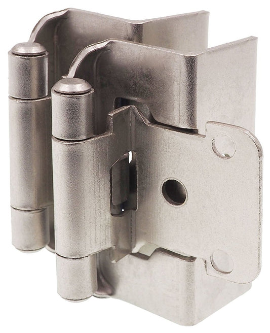 DecoBasics 1/2" Overlay Full Wrap Cabinet Hinges for Kitchen (25 Pair /50 Pcs) -Satin Brushed Nickel Around Self Closing