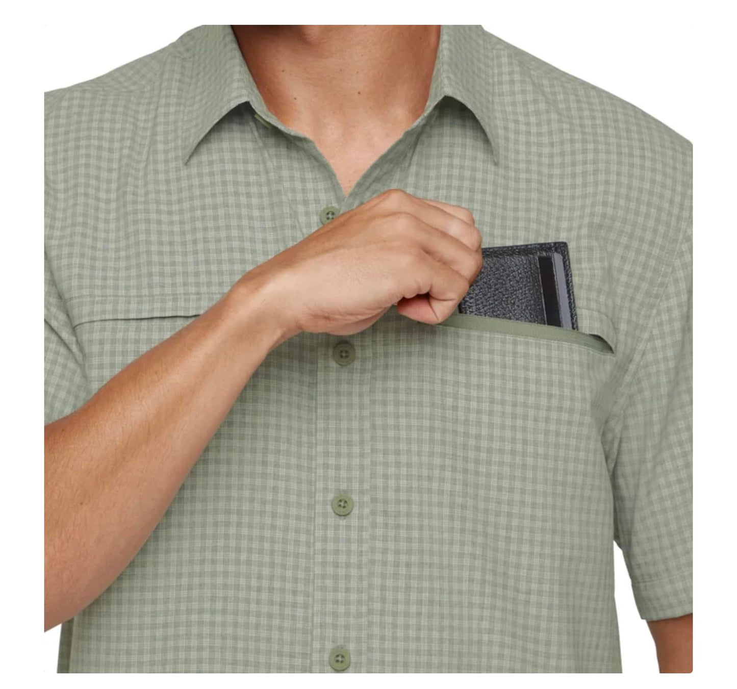 Orvis Men's UPF 30+ Quick Dry Moisture Wicking Button Up Short Sleeve Woven Tech Shirt with Pockets (US, Alpha, X-Large, Regular, Regular, Green)
