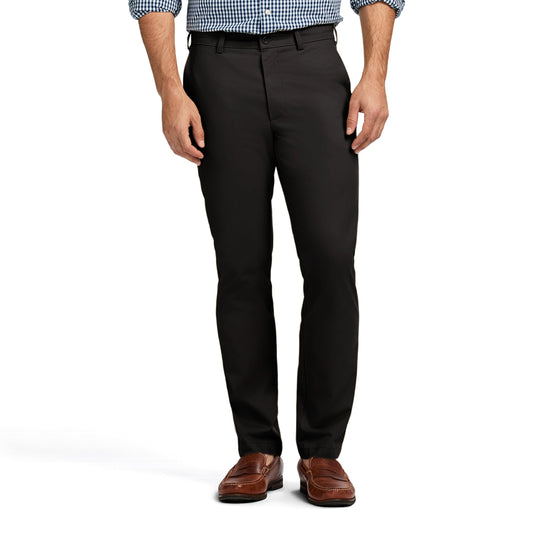 IZOD Men's American Chino Flat-Front Straight-Fit Pants, Black, 38W x 32L