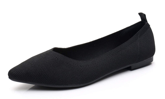 VenusCelia Women's Agile Knit Flat Shoe (9.5 M US,Black)