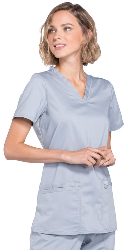 V-Neck Scrubs for Women Workwear Revolution, Soft Stretch, Easy Care Plus Size WW620, 2XL, Grey