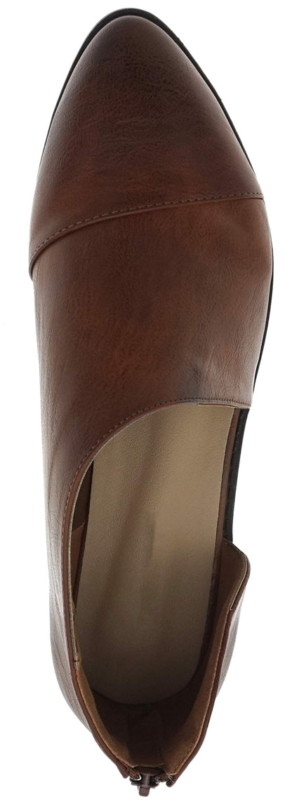 MVE Shoes Women’s Stylish Flat Closed Toe Comfortable Cut Out Pointed Toe Ankle Bootie, Whiskey 6
