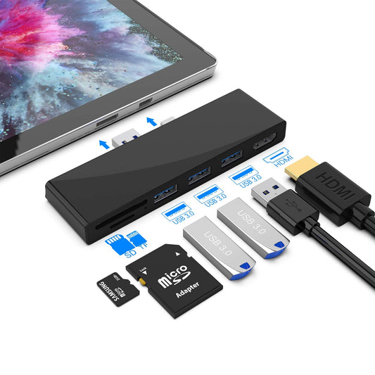 Microsoft Surface Pro 4/Pro 5/ Pro 6 Dock, Read SD/Micro SD Card, USB Hub with 4K HDMI, USB 3.0 x 3. USB Adapter for The 4th/5th/6th-gen Surface Pro 2017/2018