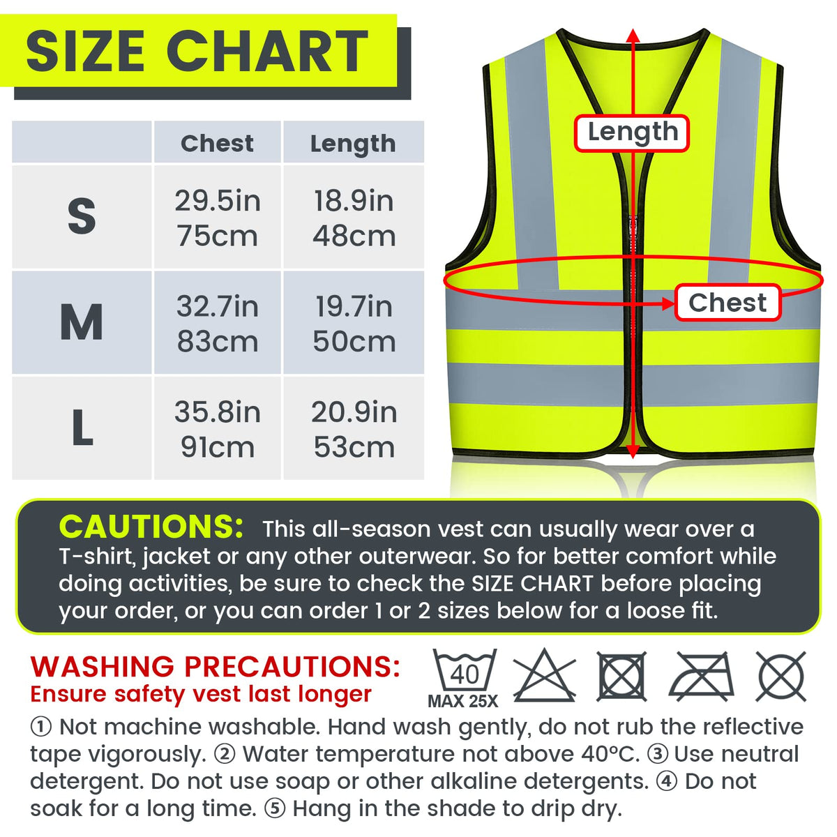 Safety Vest High Visibility Reflective Vest With Zipper Child Hi Vis Vest With Reflective Tape, Neon Yellow Color, Zipper Front (Small)