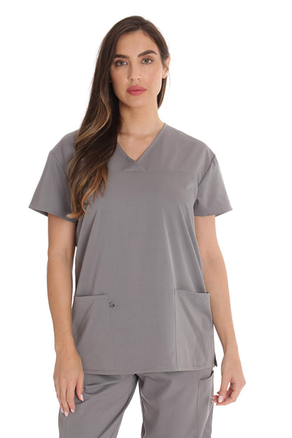 Just Love Stretch Solid Scrub Tops for Women 6827-LTGRY-3X Light Grey